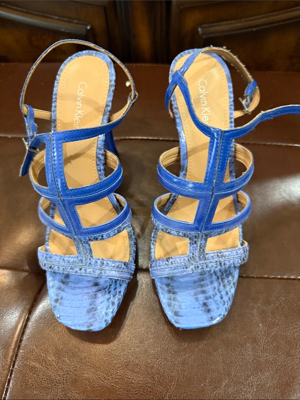 Calvin Klein Royal Blue Strappy Heeled Sandals